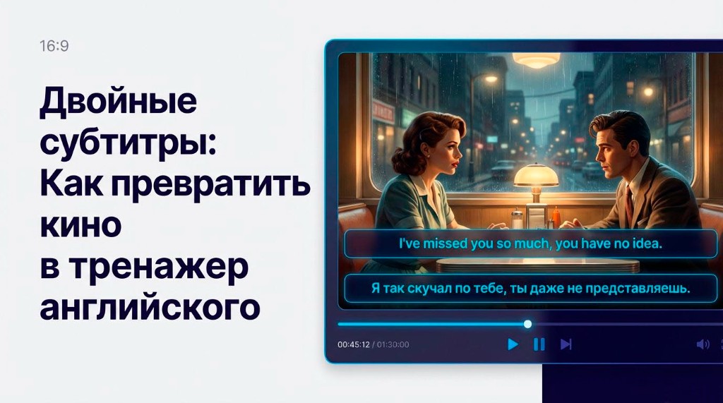 Двойные субтитры: как превратить кино в тренажер английского. Видеоплеер с английскими и русскими субтитрами одновременно для изучения языка по фильмам.